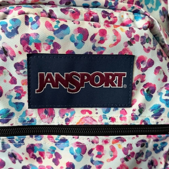 Jansport Big Student Back Pack Pastel Leopard Print Book Bag NWT - Picture 2 of 11